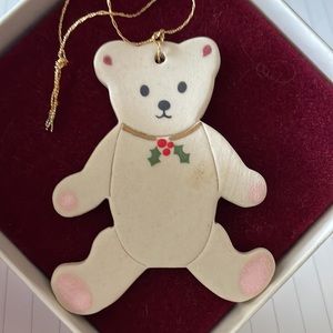 TEWKSBURY Porcelain bisque teddy bear ornament with original box